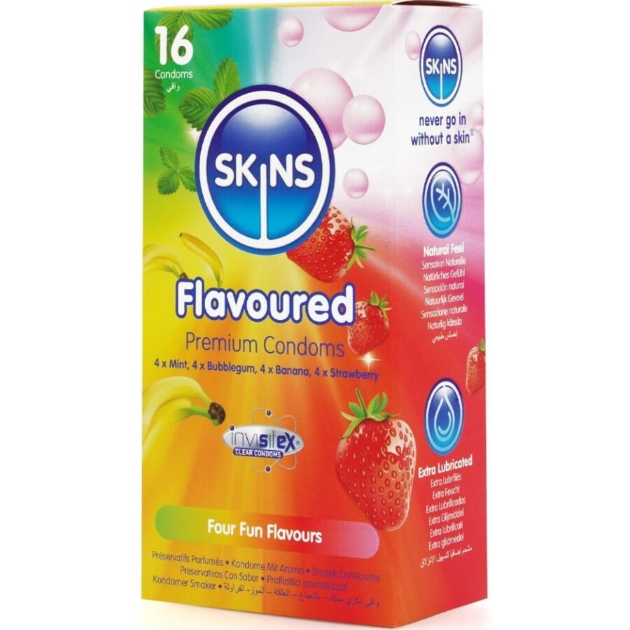 SKINS - PACK DE 16 PRESERVATIVOS PREMIUM MULTISABOR