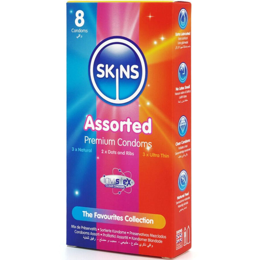 SKINS - PACK DE 8 PRESERVATIVOS PREMIUM SURTIDOS