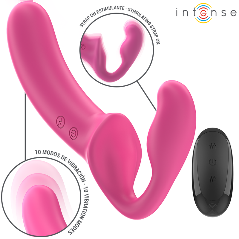 INTENSE - AMY DOBLE VIBRADOR 20 CM ROSA CON MANDO A DISTANCIA