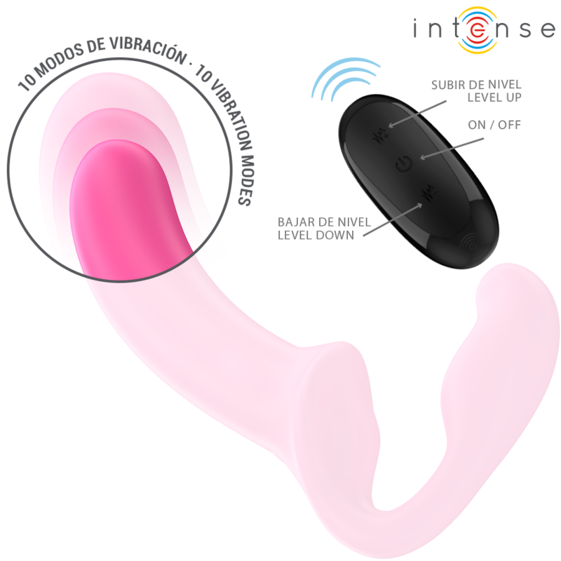 INTENSE - AMY DOBLE VIBRADOR 20 CM ROSA CON MANDO A DISTANCIA