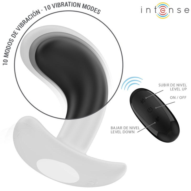 INTENSE - CHANDLER TAPÓN ANAL 10 VIBRACIONES NEGRO MANDO A DISTANCIA