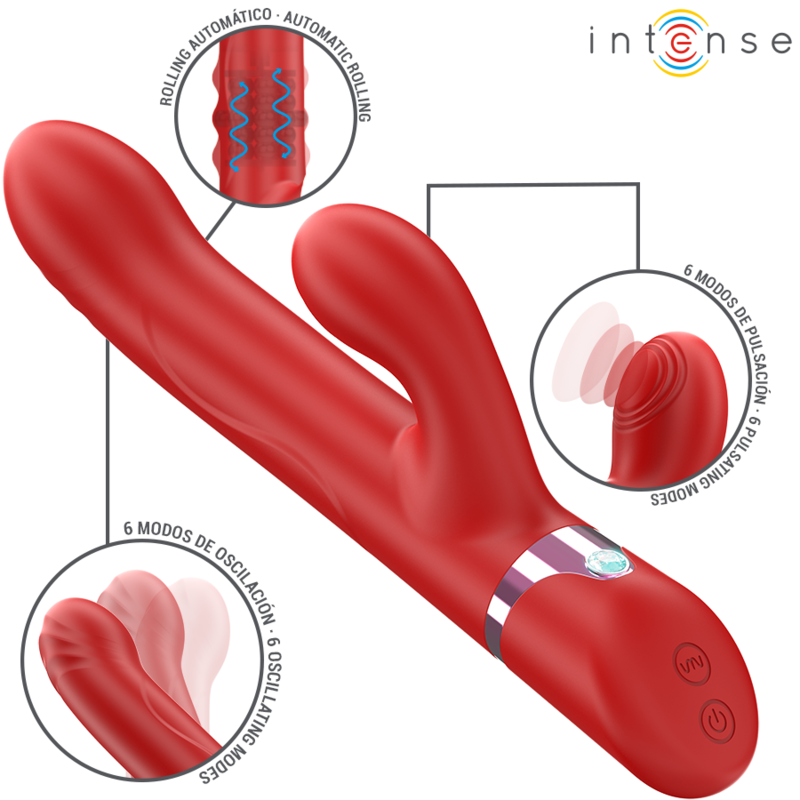 INTENSE - LELE VIBRADOR MULTIFUNCIÓN ROTATIVO & OSCILANTE & ESTIMULANTE ROJO