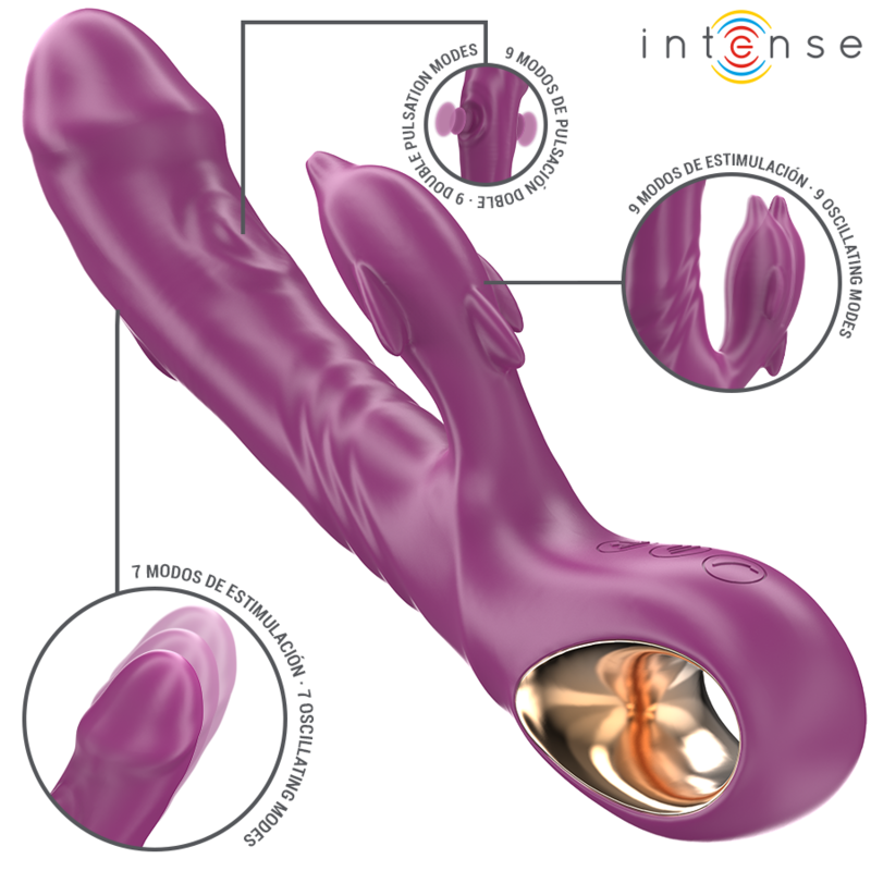 INTENSE - VIBRADOR MULTIFUNCIÓN PARA LA SALA CON LENGUA ESTIMULANTE DELFÍN VIOLETA