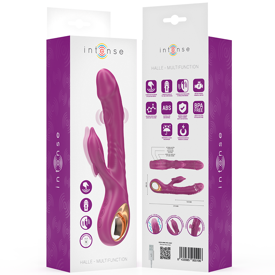 INTENSE - VIBRADOR MULTIFUNCIÓN PARA LA SALA CON LENGUA ESTIMULANTE DELFÍN VIOLETA