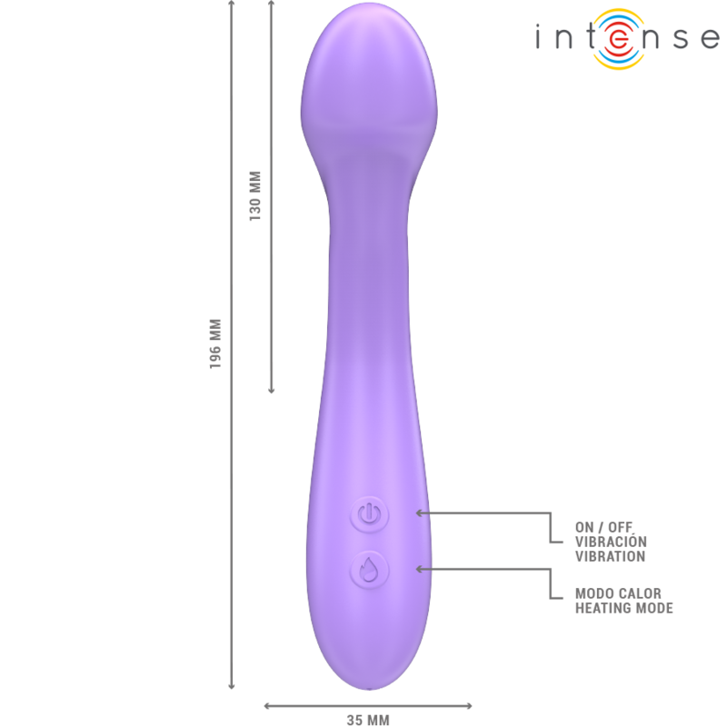 INTENSE - BECKY VIBRADOR 19 CM CON EFECTO CALOR 7 VIBRACIONES VIOLETA