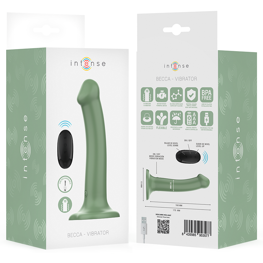 INTENSE - VIBRADOR BECCA CON VENTOSA 10 VIBRACIONES MANDO A DISTANCIA VERDE