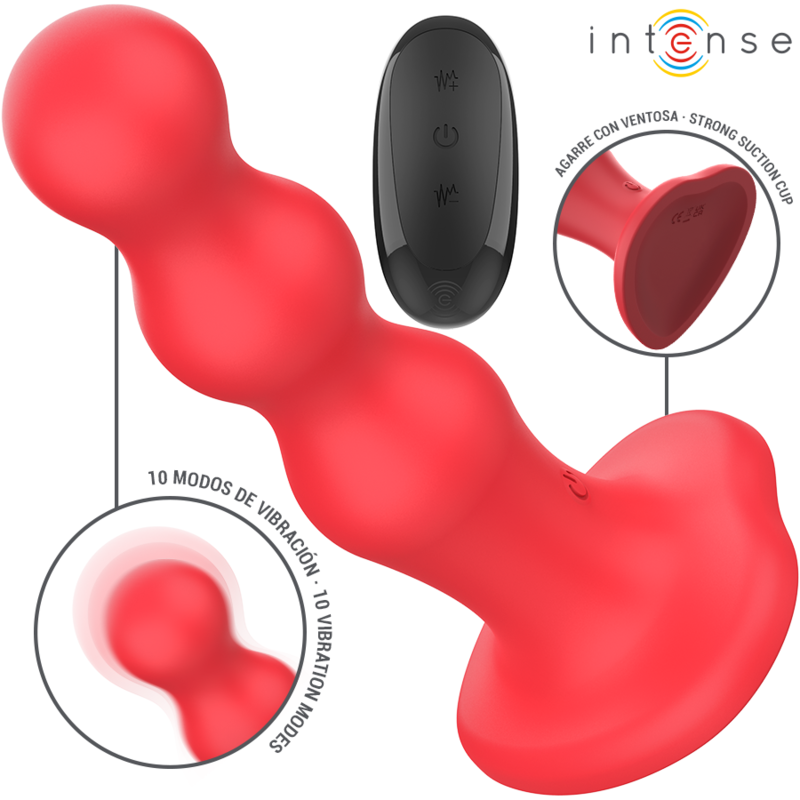 INTENSE - VIBRADOR CODY CON VENTOSA Y CONTROL REMOTO ROJO