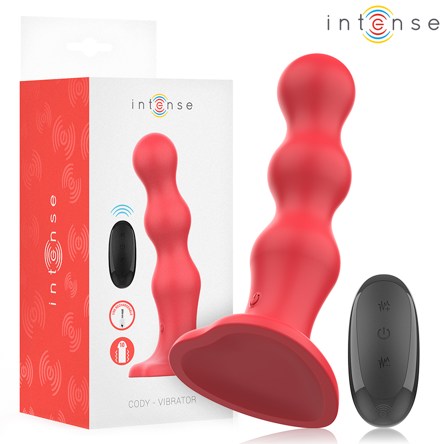 INTENSE - VIBRADOR CODY CON VENTOSA Y CONTROL REMOTO ROJO