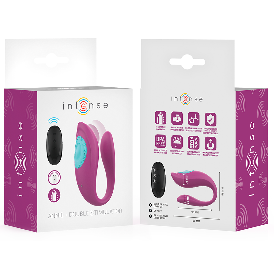 INTENSE - VIBRADOR Y ESTIMULADOR EN U VIOLETA CON MANDO A DISTANCIA ANNIE