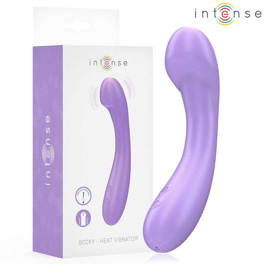 INTENSE - BECKY VIBRADOR 19 CM CON EFECTO CALOR 7 VIBRACIONES VIOLETA