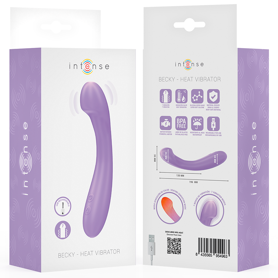 INTENSE - BECKY VIBRADOR 19 CM CON EFECTO CALOR 7 VIBRACIONES VIOLETA