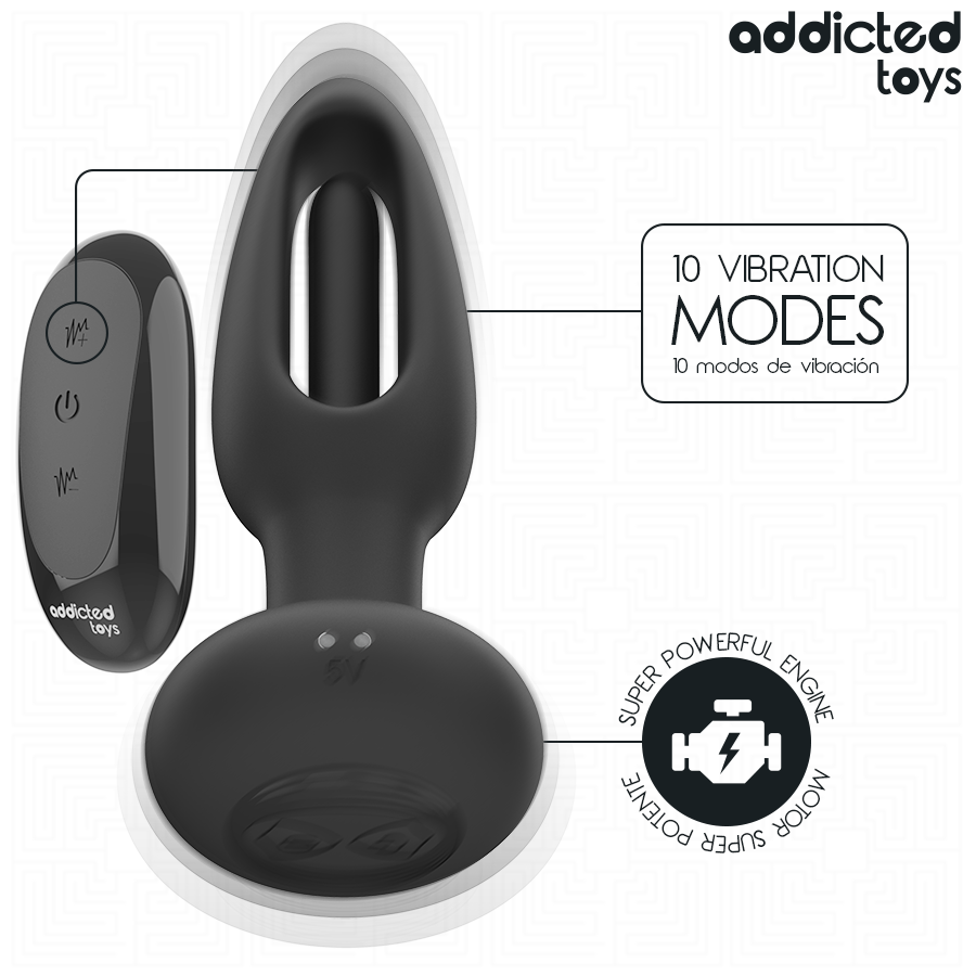 ADDICTED TOYS - PLUG ANAL AVEC LANGUE VIBRANTE ET TÉLÉCOMMANDE