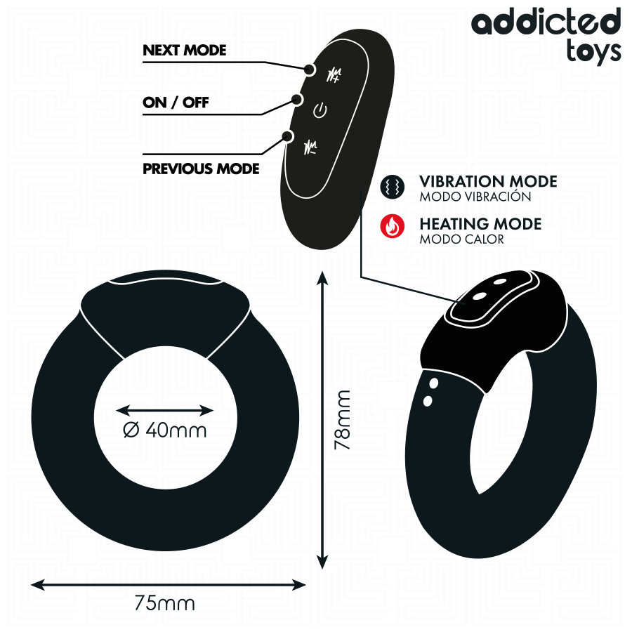ADDICTED TOYS - ANELLO PENIENO VIBRANTE CON EFFETTO RISCALDANTE E TELECOMANDO