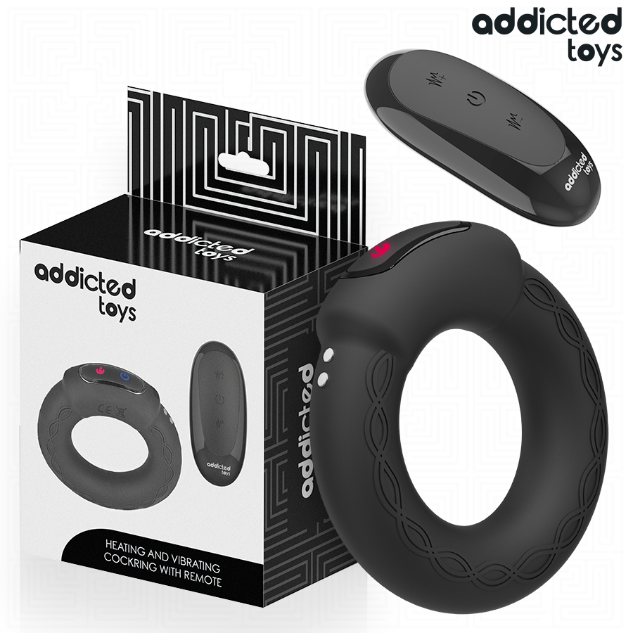 ADDICTED TOYS - ANILLO PENIANO VIBRADOR CON EFECTO CALOR Y MANDO A DISTANCIA