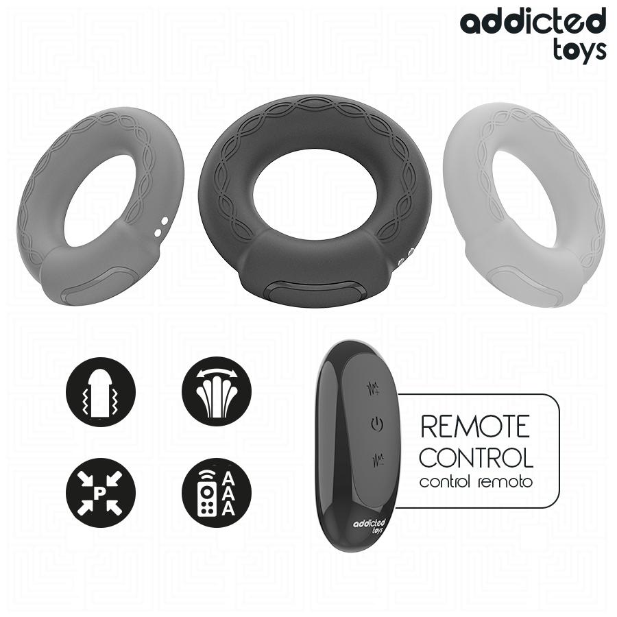 ADDICTED TOYS - ANELLO PENIENO VIBRANTE CON EFFETTO RISCALDANTE E TELECOMANDO