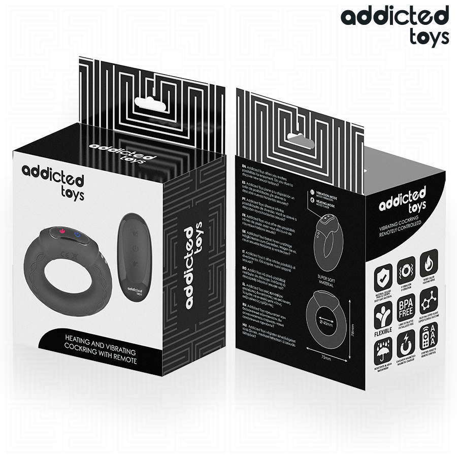 ADDICTED TOYS - ANILLO PENIANO VIBRADOR CON EFECTO CALOR Y MANDO A DISTANCIA