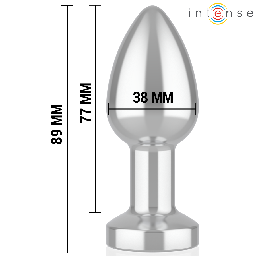 INTENSE - PLUG ANAL VIBRADOR METÁLICO CON LUCES LED Y MANDO A DISTANCIA - TALLA M