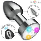 INTENSE - PLUG ANAL VIBRADOR METÁLICO CON LUCES LED Y MANDO A DISTANCIA - TALLA M