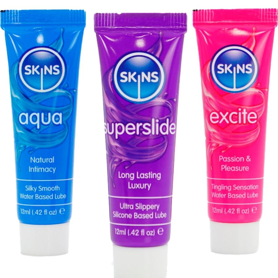 KIT DE LUBRIFIANTS VITAL POUR LA PEAU - AQUA, SUPERSLIDE E EXCITE (3 x 12 ml)