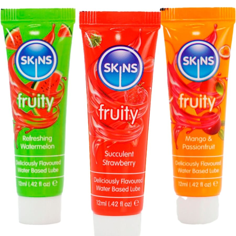 KIT DE LUBRIFIANTS FRUITÉS SKINS - SANDÍA, FRESA Y MANGO 3 x 12 ML