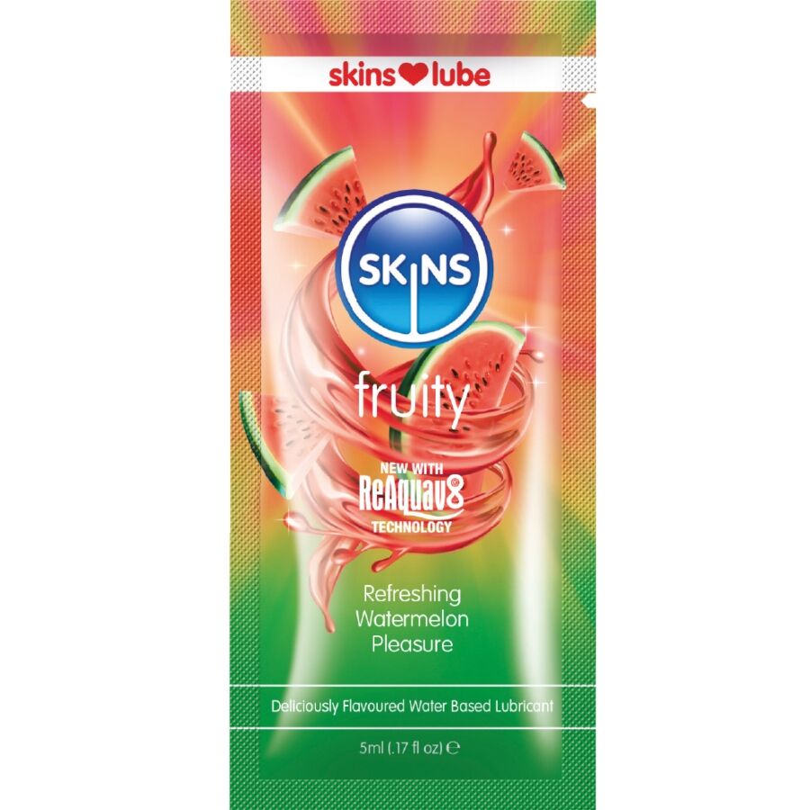 SKINS - LUBRICANTE FRUTAL A BASE DE AGUA AROMA SANDÍA MONODOSIS 5 ML