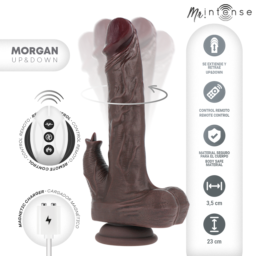 MR INTENSE - MORGAN BAMBOLA MULTIFUNZIONE REALISTICA CON VIBRAZIONE E TELECOMANDO REGOLABILE, 23 CM -Ø- 3,5 CM