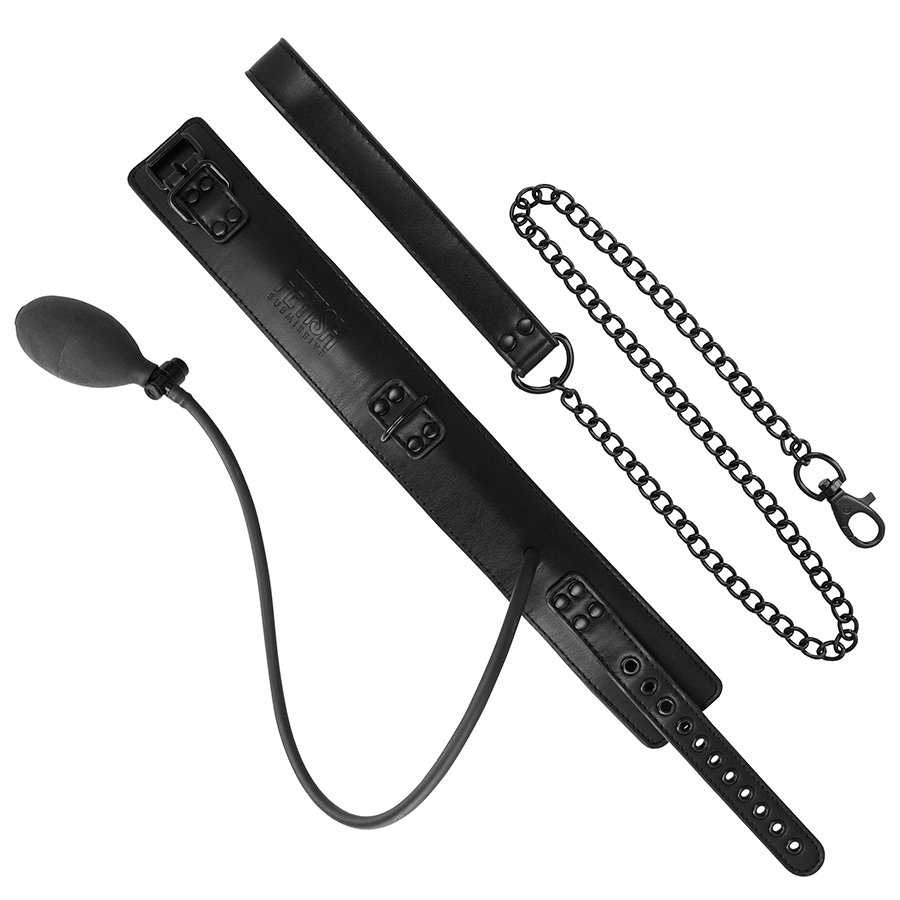 FETISH SUBMISSIVE BONDAGE - COLLARE DI STRANGOLAMENTO GONFIABILE CON CATENA