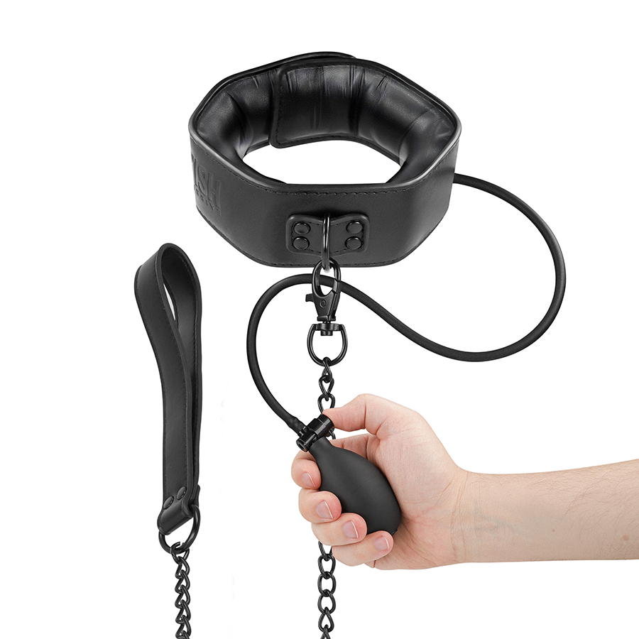 FETISH SUBMISSIVE BONDAGE - COLLARE DI STRANGOLAMENTO GONFIABILE CON CATENA