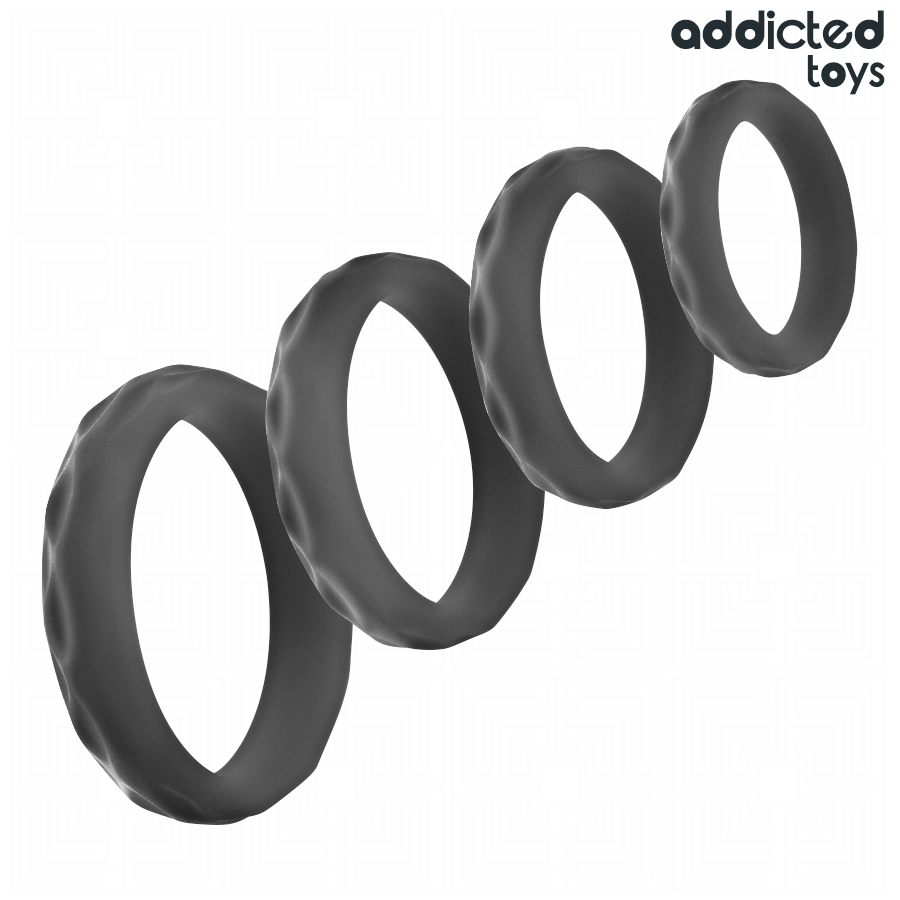 ADDICTED TOYS - SET DI ANELLI PENIENE TESTURIZZATI, 4 MISURE