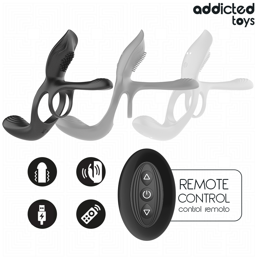 ADDICTED TOYS - ANELLO DOPPIO PER PENE CON STIMOLATORE CLITORIDEO