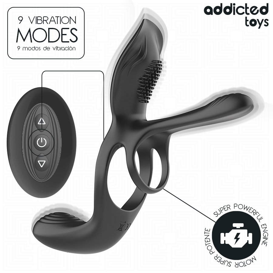 ADDICTED TOYS - ANELLO DOPPIO PER PENE CON STIMOLATORE CLITORIDEO