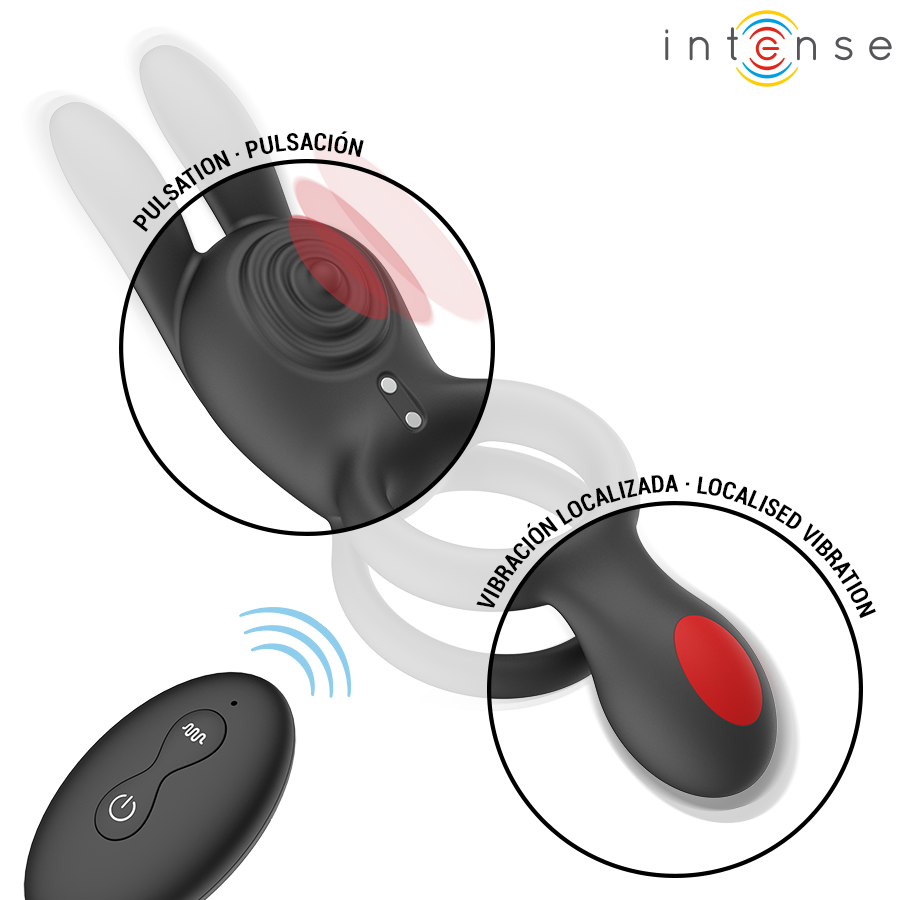 INTENSE - ANILLO DE DOBLE VIBRACIÓN QUINN CON CONTROL REMOTO