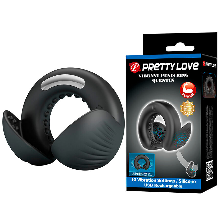 PRETTY LOVE - ANILLO PARA PENE CON ESTIMULADOR TESTICULAR QUENTIN