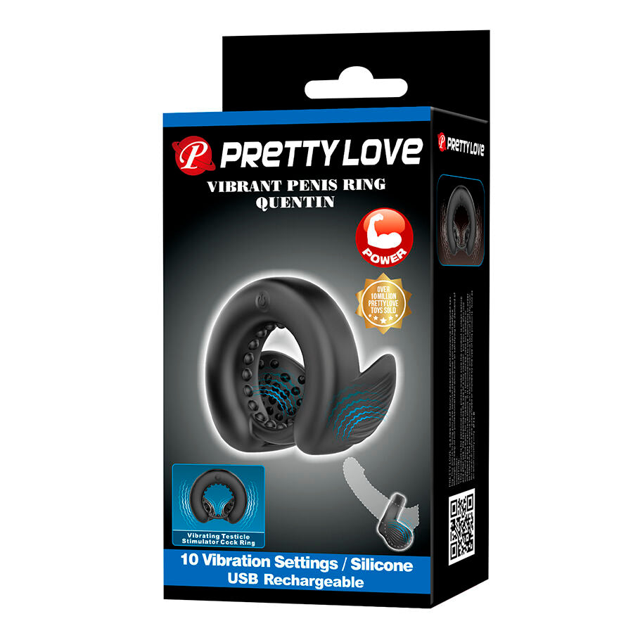 PRETTY LOVE - ANILLO PARA PENE CON ESTIMULADOR TESTICULAR QUENTIN