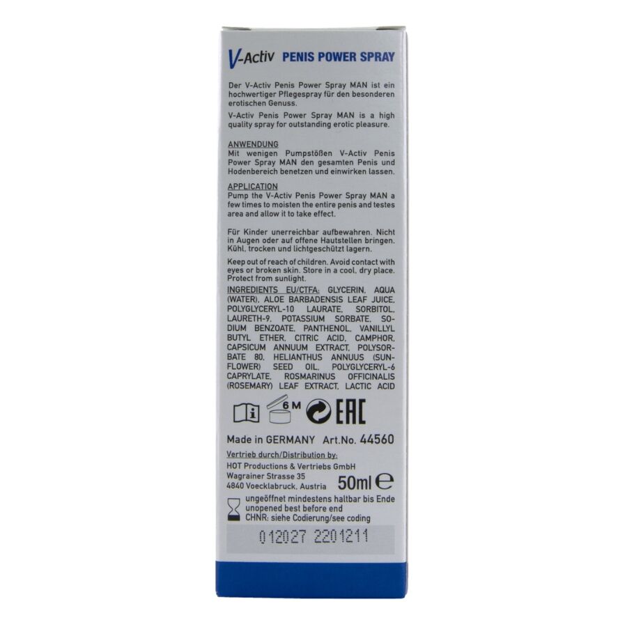 HOT - V-ACTIV, SPRAY ESTIMULANTE PARA EL PENE, 50 ML