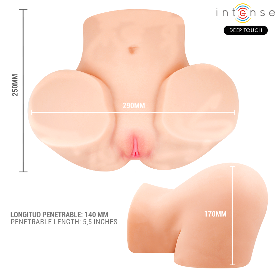 INTENSE DEEP TOUCH - MASTURBATORE VAGINALE GINGER CON SUZIONE, CALORE, VIBRAZIONE ED EFFETTI VOCALI, TELECOMANDO INCLUSO, 5,3 KG
