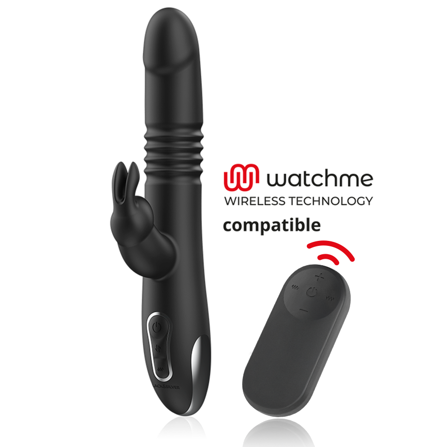 BLACK&SILVER - VIBRATORE KENJI RABBIT UP & DOWN + TELECOMANDO WATCHME