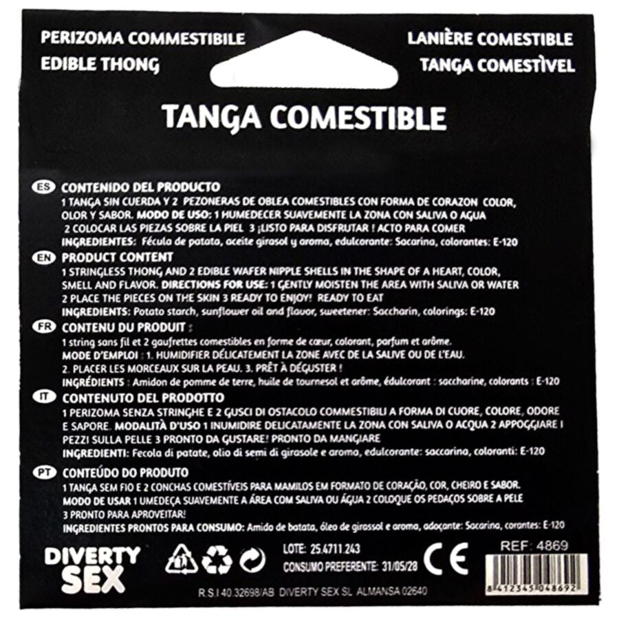 HOTFLOWERS - TANGA AZYME PARA NIÑA Y 2 CUBREPEZONES SABOR FRESA /es/pt/en/fr/it/