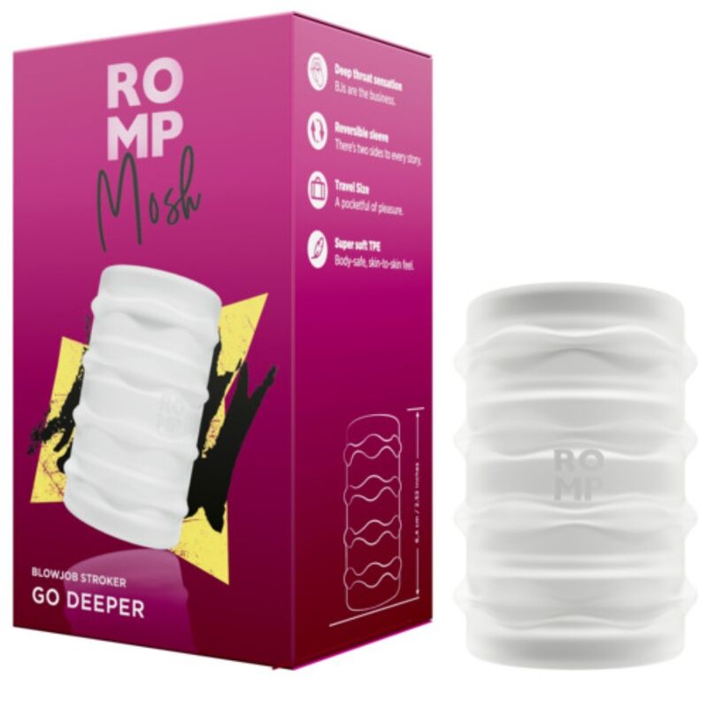 ROMP - MOSH TRANSPARENT MALE MASTURBATOR WITH 6 CM REVERSIBLE SLEEVE