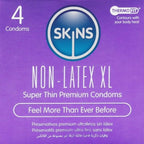 SKINS - PRESERVATIVOS SIN LÁTEX, PAQUETE DE 4, TAMAÑO XL