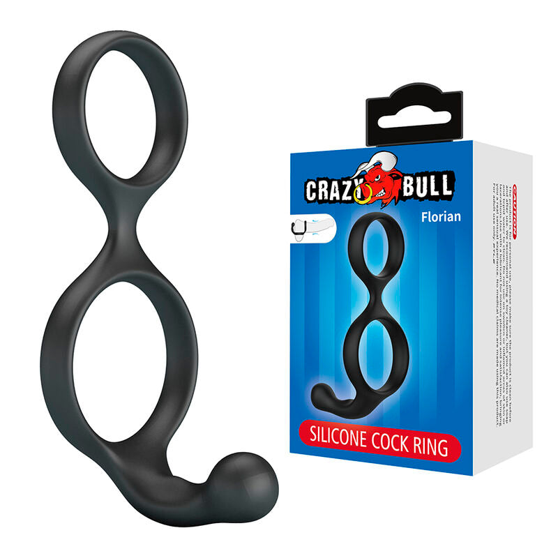 CRAZY BULL - FLORIAN ANILLO DOBLE DE PENE Y TESTÍCULOS NEGRO