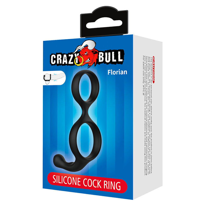 CRAZY BULL - FLORIAN ANILLO DOBLE DE PENE Y TESTÍCULOS NEGRO