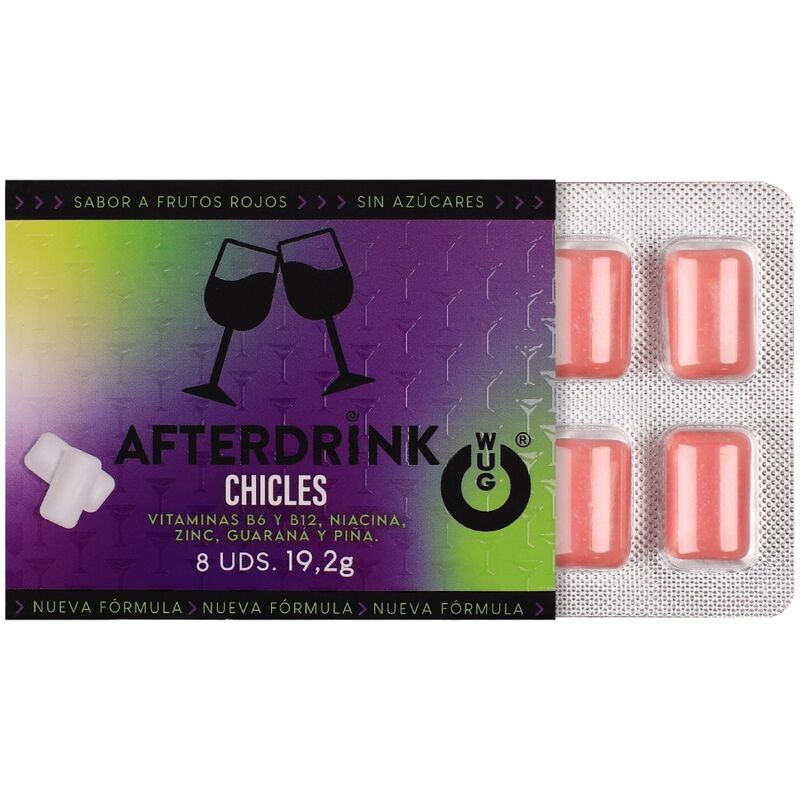 WUG After Drink – The functional chewing gum that helps you regain energy after a night out. 8-count blister pack