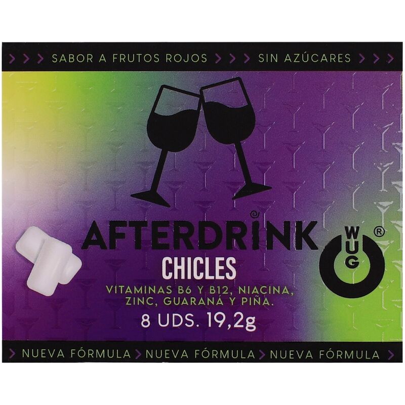 WUG After Drink – La gomma da masticare funzionale che ti aiuta a ritrovare energia dopo una serata. Confezione da 8 unità