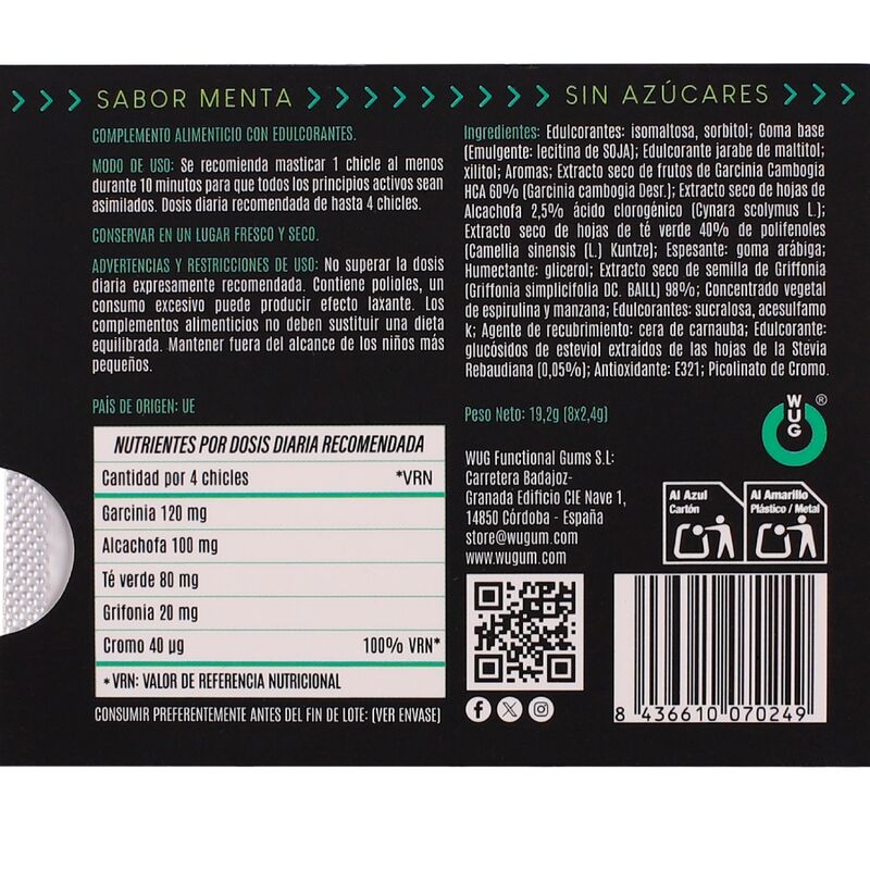 WUG Diet - Controllo dell'appetito e riduzione degli spuntini fuori pasto - Blister da 8 unità
