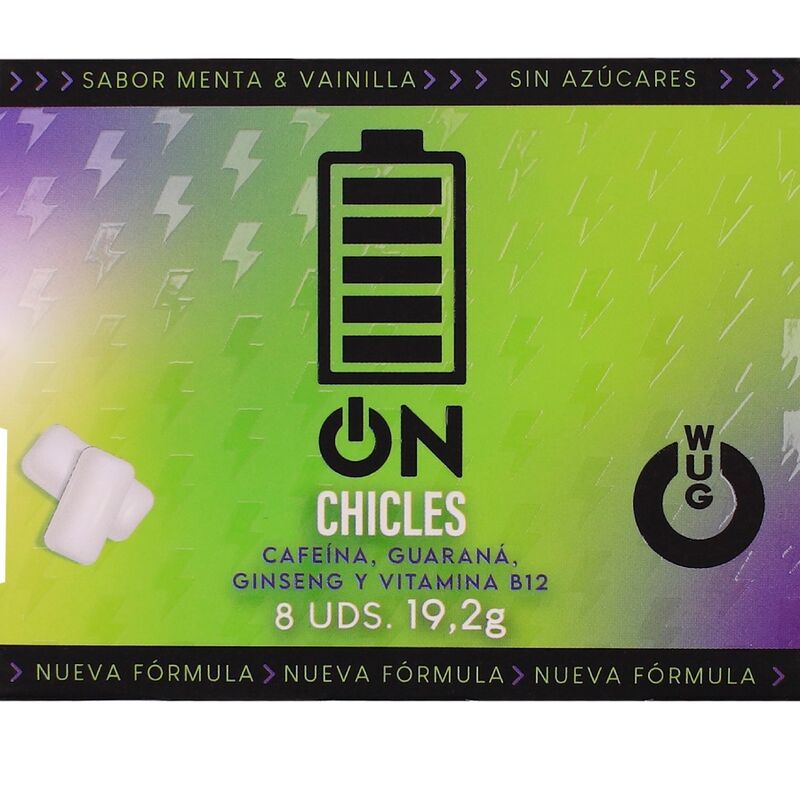 WUG on – Energia istantanea in chewing gum, blister da 8 unità