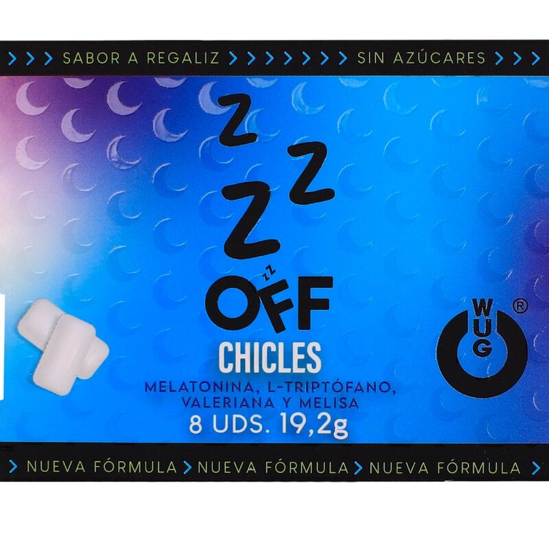 WUG off - Il chewing-gum funzionale che ti aiuta a rilassarti e a dormire meglio. Confezione da 8 pacchetti