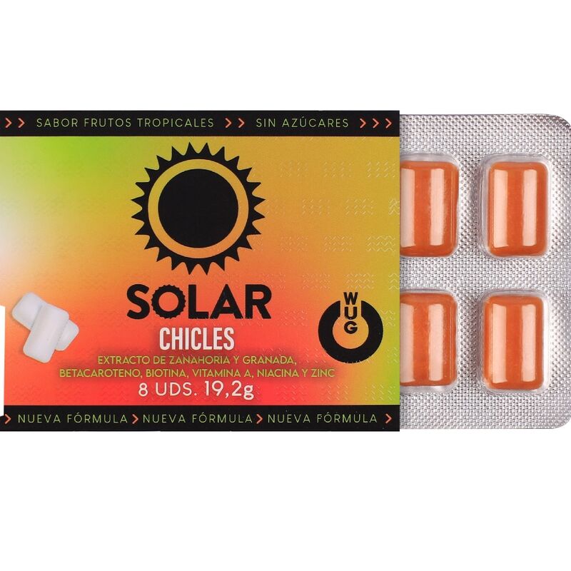 WUG Solar – The chewing gum that prepares your skin for the sun. Pack of 8 units