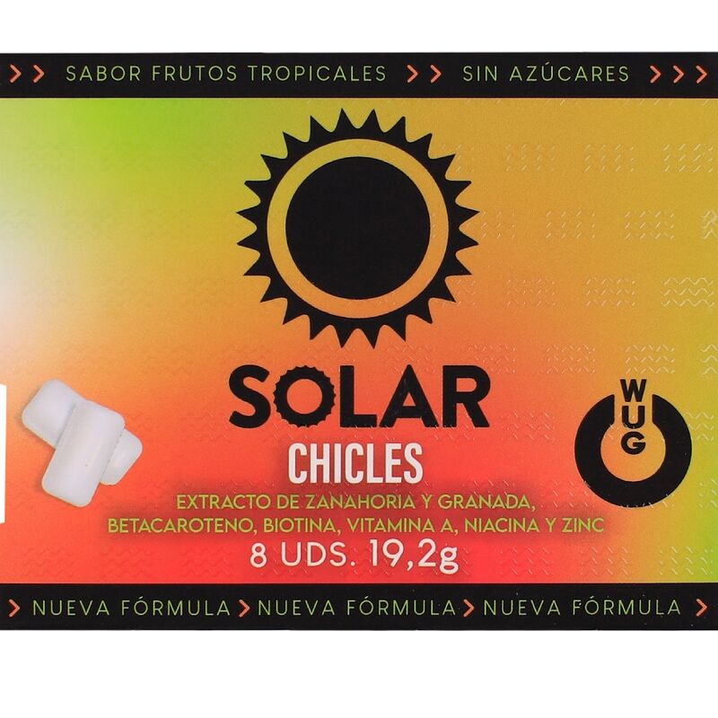 WUG Solar – Il chewing-gum che prepara la tua pelle al sole. Confezione da 8 unità