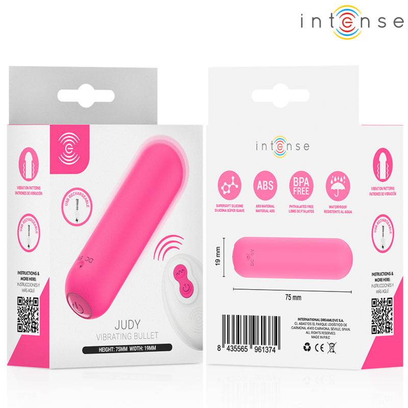 INTENSE - JUDY VIBRADOR RECARGABLE CON MANDO A DISTANCIA ROSA